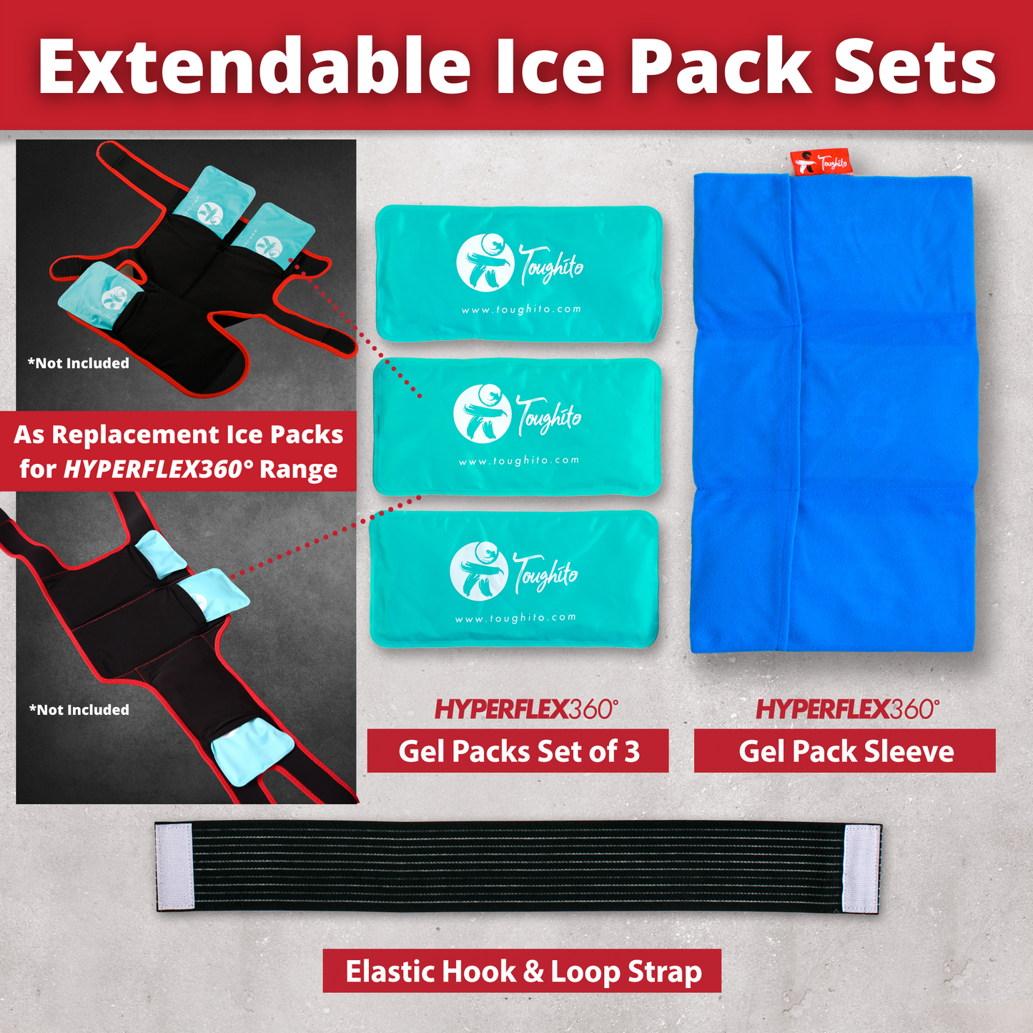 Ice Packs for Injury/Replacement Ice Pack for Toughito Hot and Cold Therapy Wraps.