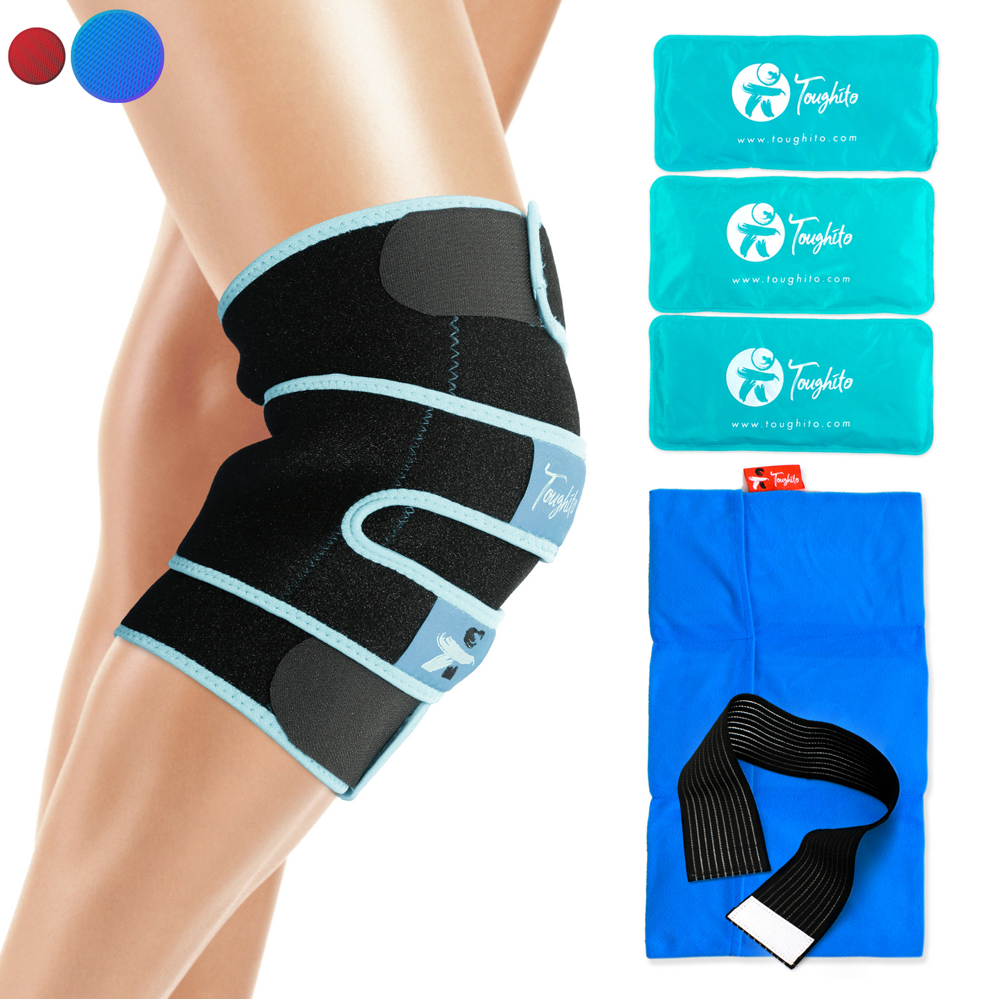 Knee Ice Pack Wrap - 4 in 1 Knee Pain Relief Brace for Joint Pain, Bursitis Pain Relief, Knee Injury, Arthritis, Meniscus Tear, ACL, Sprains & Swelling