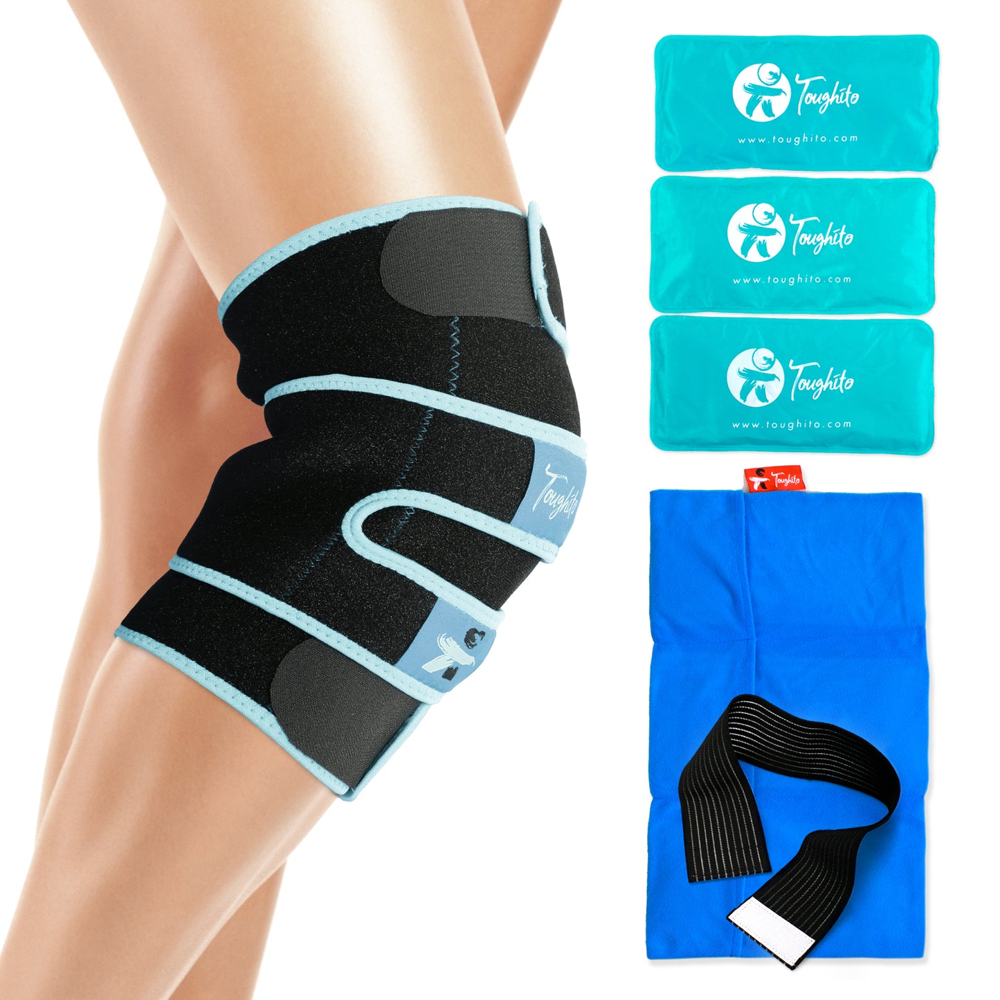 Knee Ice Pack Wrap - 4 in 1 Knee Pain Relief Brace for Joint Pain, Bursitis Pain Relief, Knee Injury, Arthritis, Meniscus Tear, ACL, Sprains & Swelling